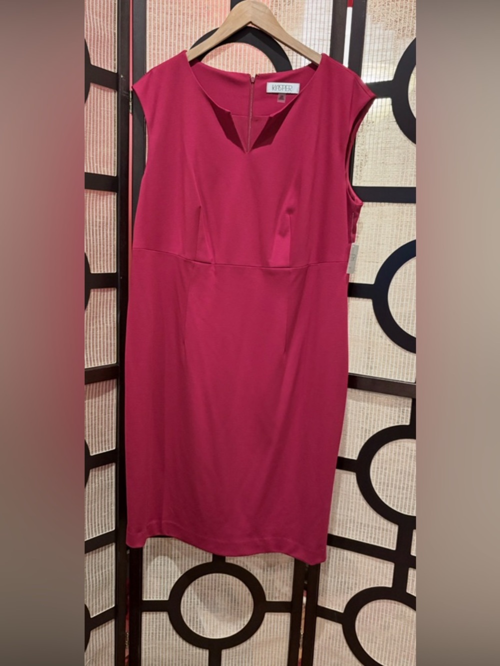 Kasper red ponte  sleeveless sheath dress knee length